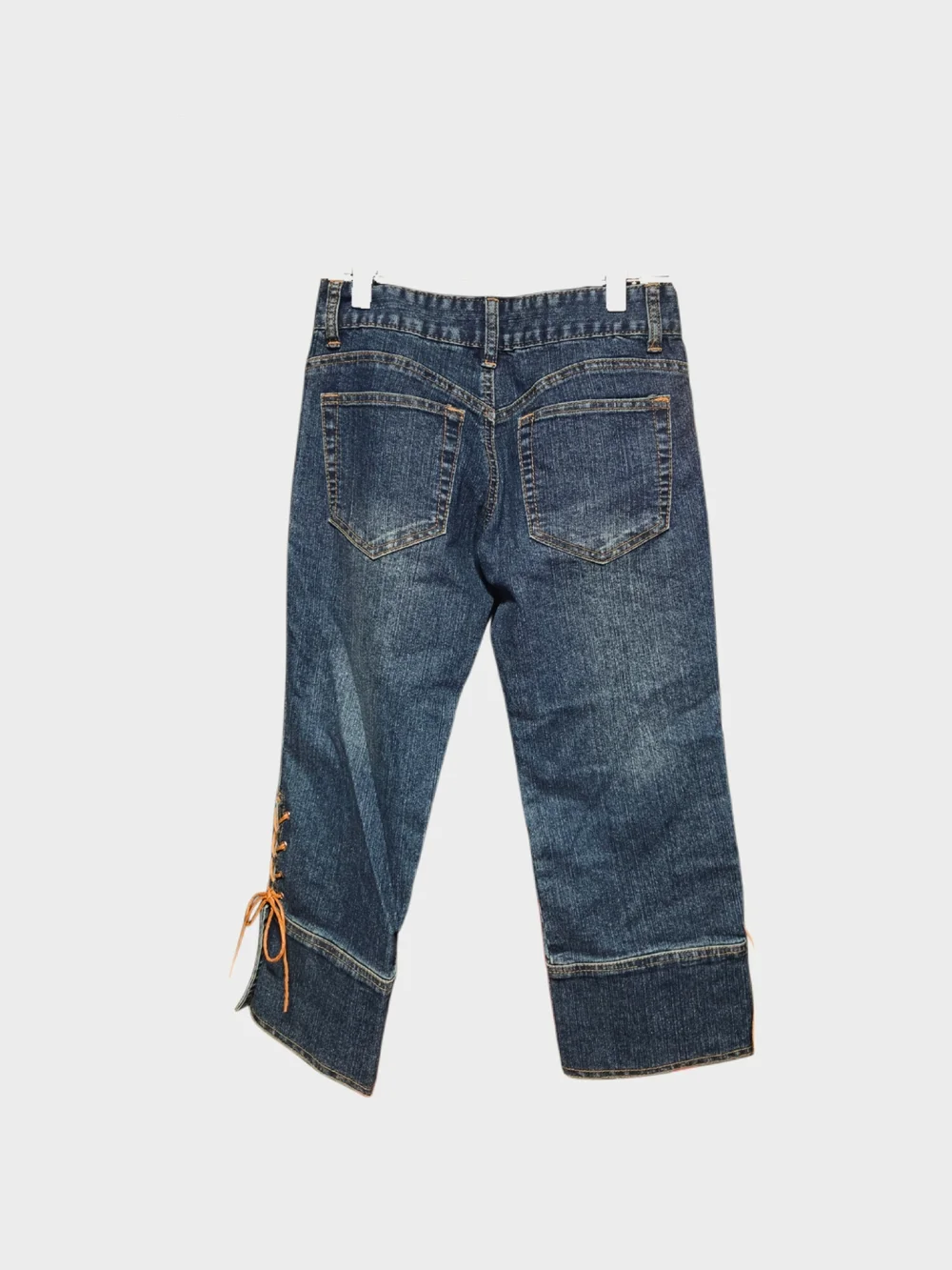 Y2k Deadsrock Blue Lace-Up Capri Jeans!